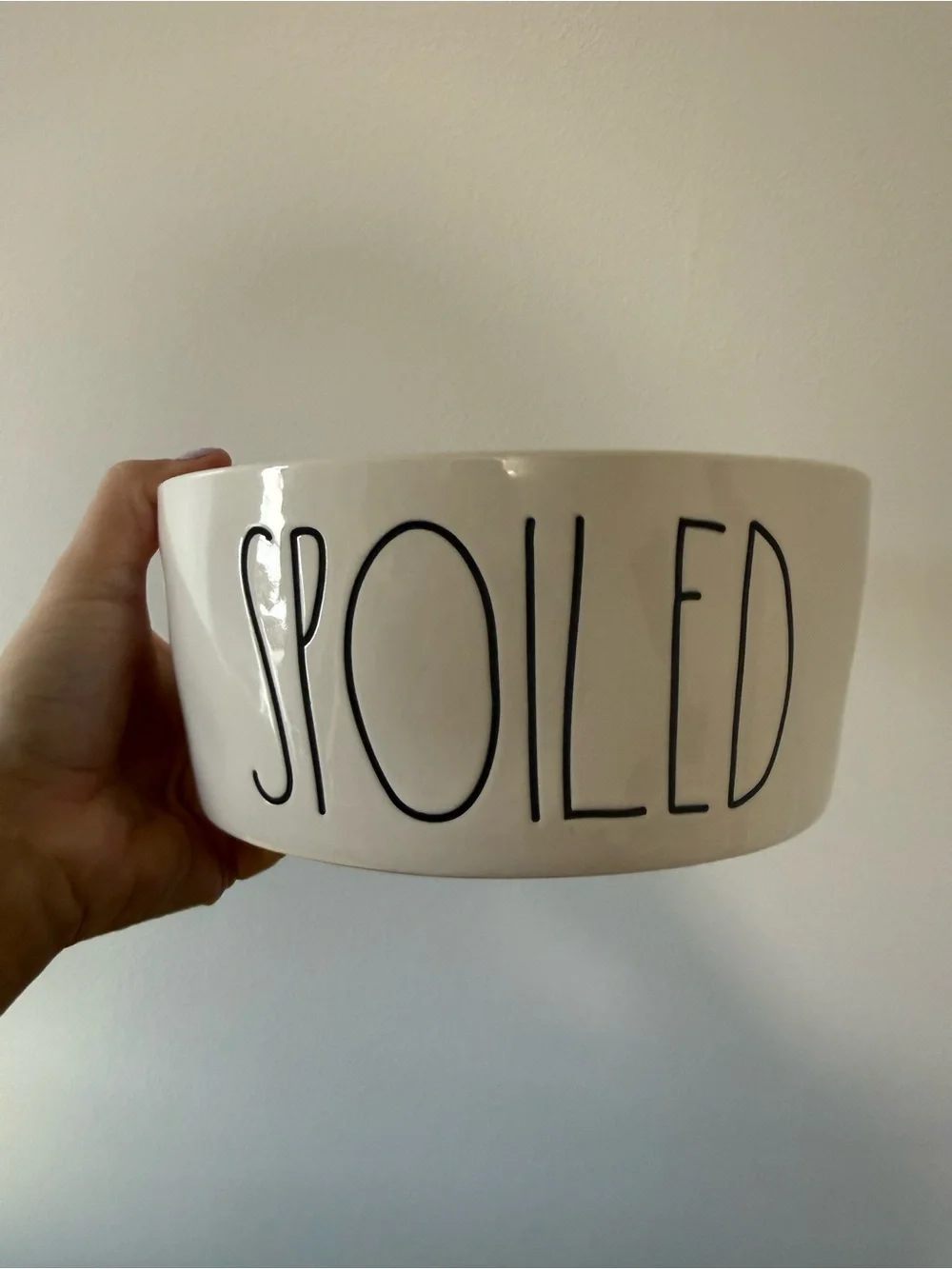 Rae Dunn White Ceramic Bowl with “Spoiled”